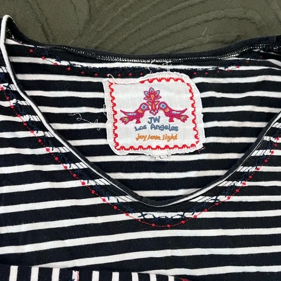 Johnny Was Striped Floral Embroidered Top - Picture 3 of 11